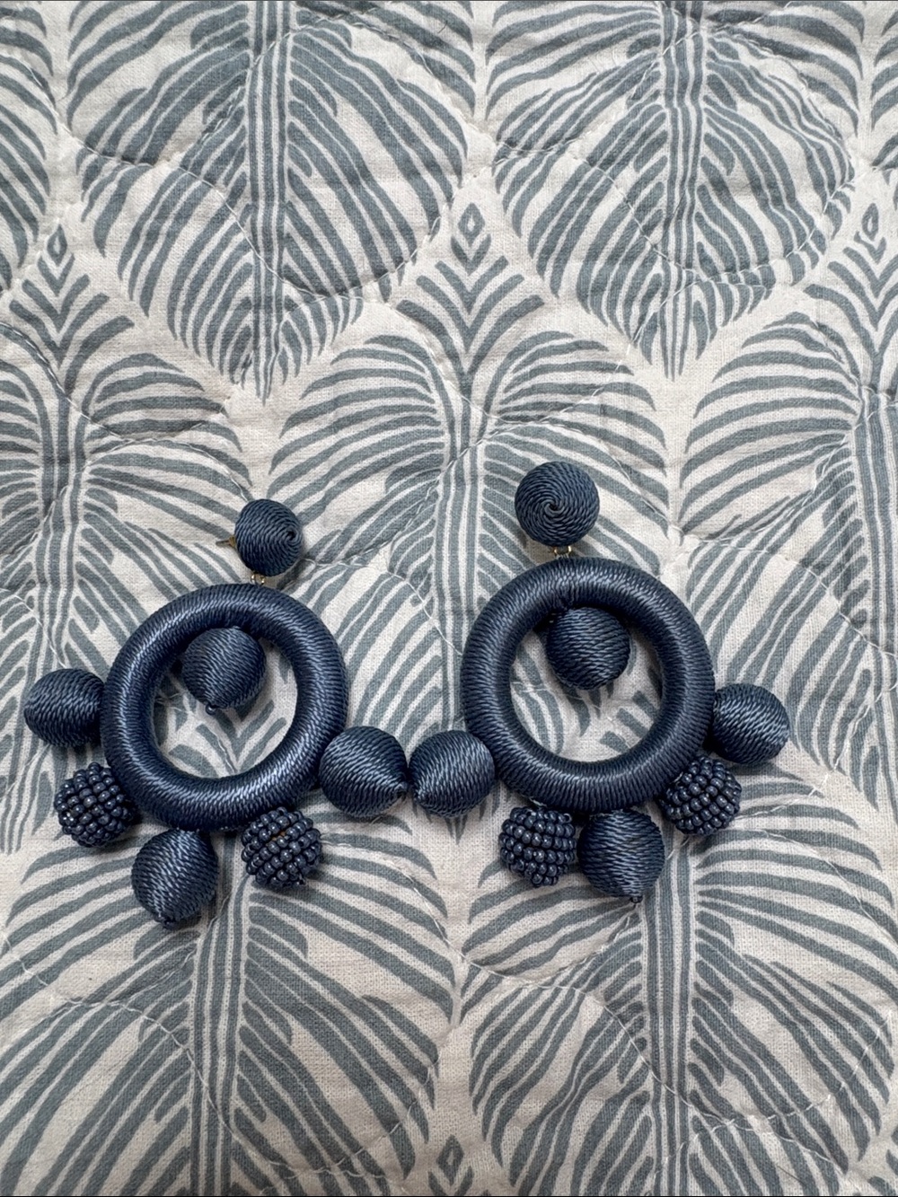 Blue Statement Circle Drop Earrings.